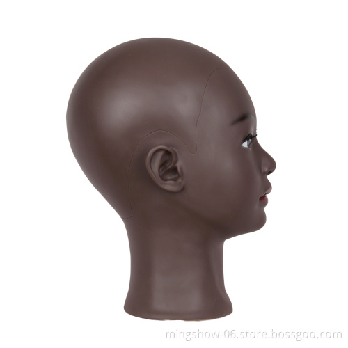 Black woman training mannequin head with neck  for glasses afro head mannequin realistic